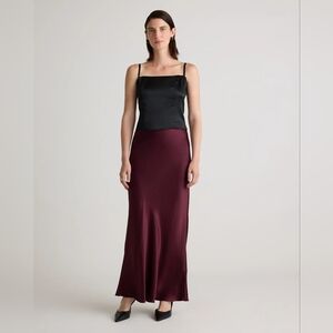NWT: 100% Washable Silk Maxi Skirt in Wine Tasting Red